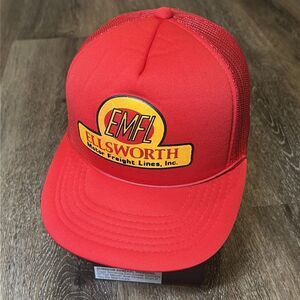 Ellsworth Freight Liner Snapback Hat Red Yellow Cap Trimac Trucker Work Chore‎